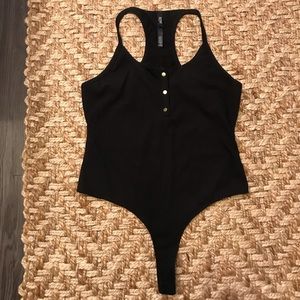 Victoria Secret Sport Black Ribbed Bodysuit Large